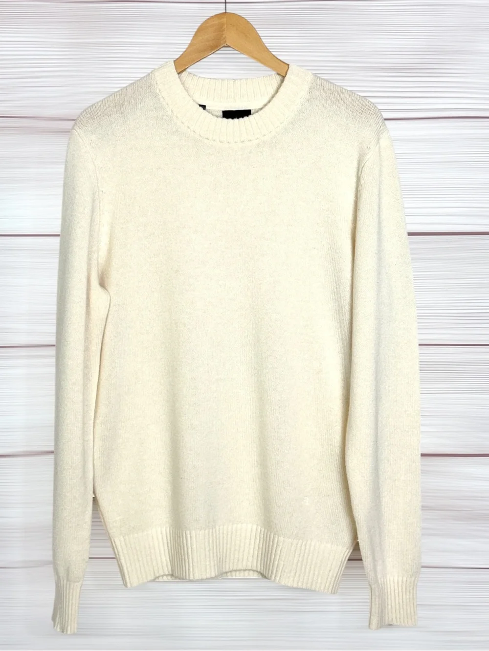 Men's ESPRIT Cashmere Sweater Cream Crew Neck size L NWOT